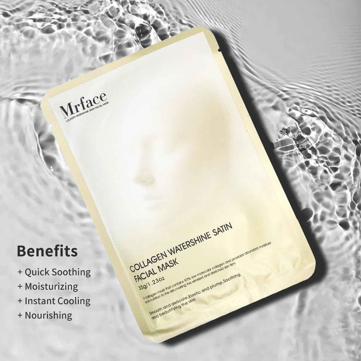 Mrface Night Collagen Hydrogel Facial Mask, Which can Create Glass Glossy Skin, Reduce Acne, Shrink Pores and Tighten-Enhance Elasticity, Moisturize and Moisturize Korean Facial Mask 2pack 35g x 10ea