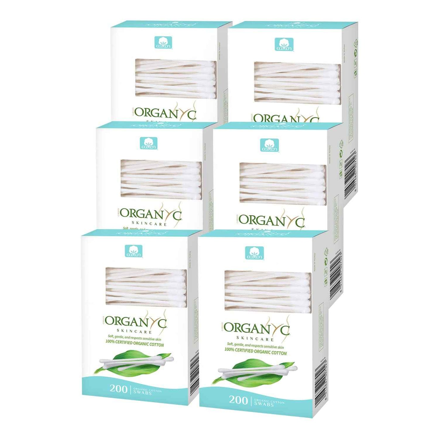 Organyc - 100% Certified Organic Cotton Swabs - No Man-Made Materials 200 count (6 Pack)