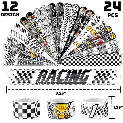 Racing Party Favors - 48 Tattoos & 24 Slap Bracelets