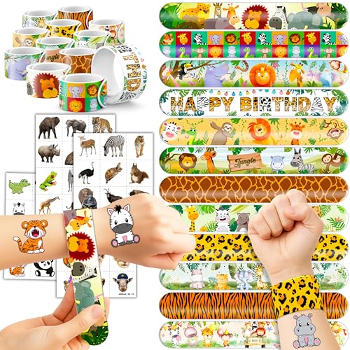 Jungle Party Favors Set - 72pc Tattoos & Slap Bracelets