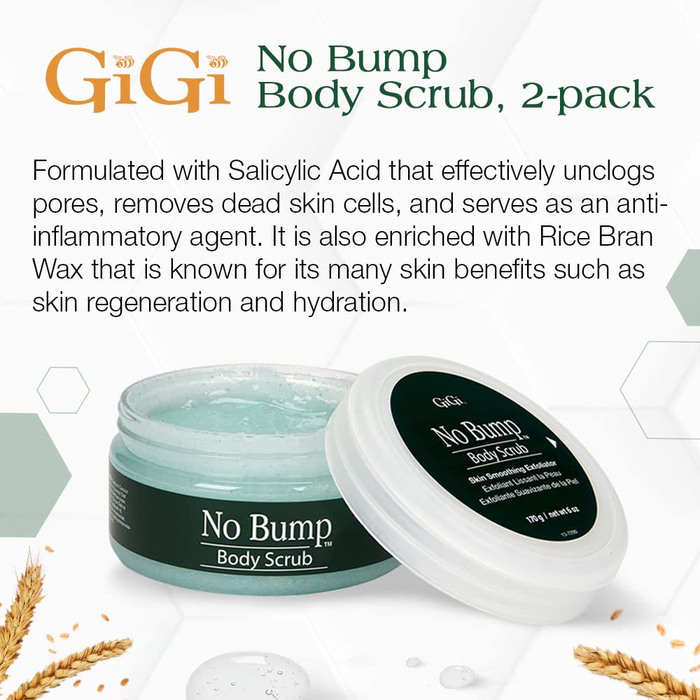 GiGi No Bump Body Scrub for Ingrown Hair & Razor Burns, 6 oz x 2 pack