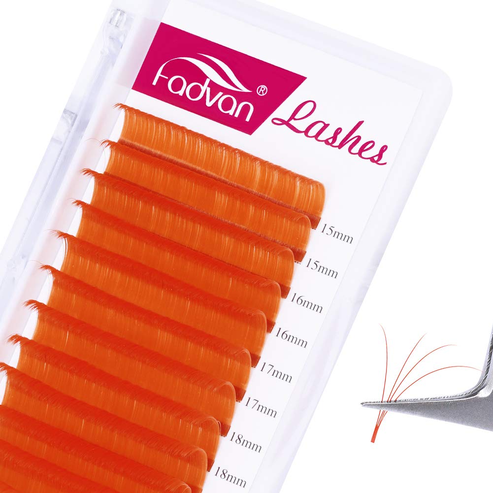 Volume Lash Extensions C Curl 0.07 Mixed Tray 15-20mm Color Lashes Extensions Orange Eyelash Extensions Easy Fan 3D-10D Rapid Blooming Lashes by FADVAN (Orange-C, 15-20mm)