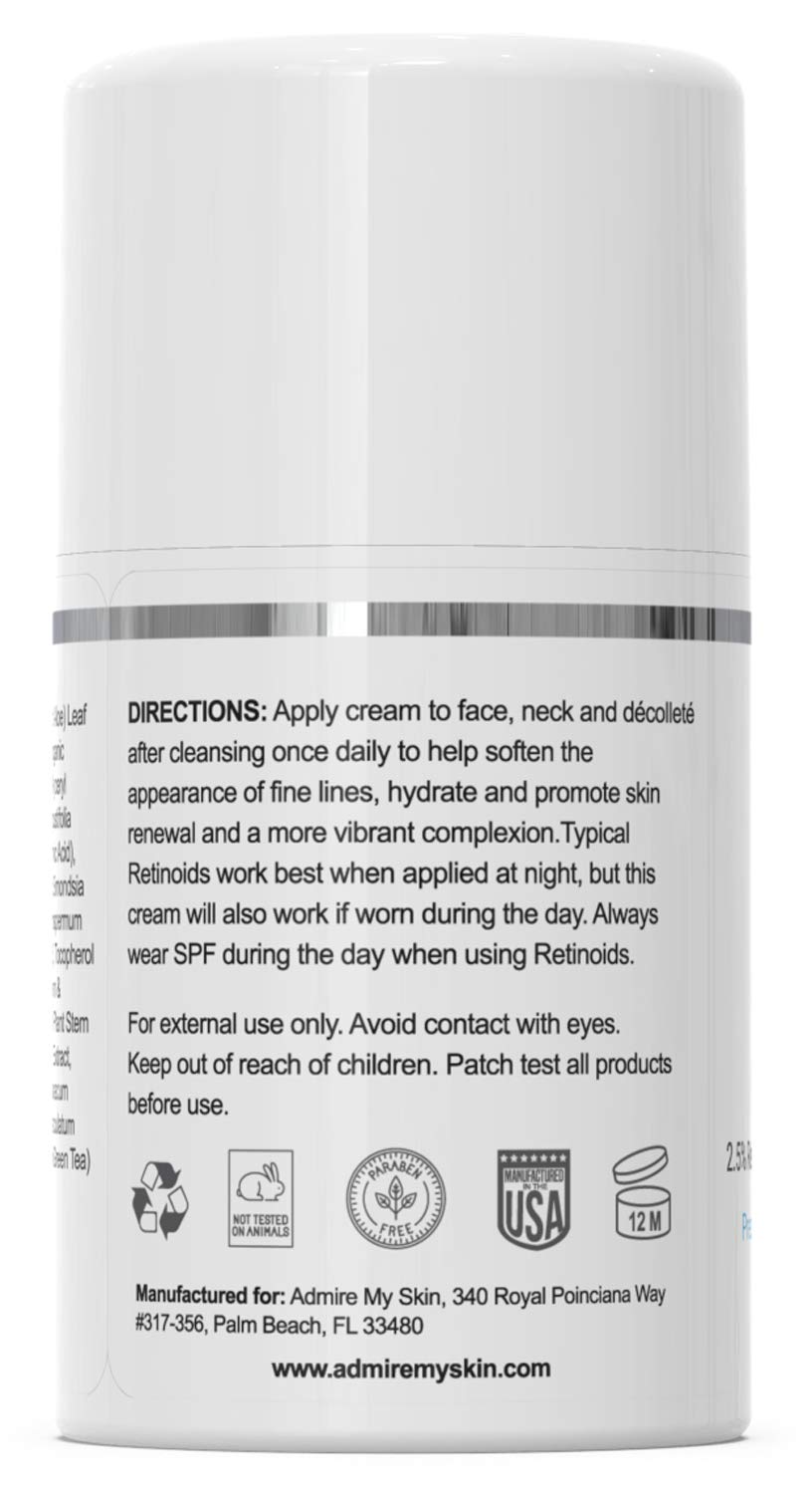 Admire My Skin Potent Retinoid Cream - Anti Aging Retinol Cream Moisturizer to Help Clear Acne Prone Skin, Eliminate Wrinkles and Provide You With That Healthy Youthful Glow