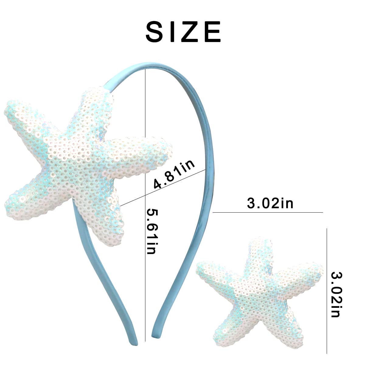 Totelux Starfish Sequins Headband Blue Sea Star Hair Bands Glitter Sea Shell Hair Accessories for Women Girls Beach Birthday Party Favors Decoration Supplies Gift