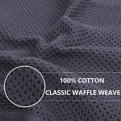 Homaxy 100% Cotton Waffle Weave Dish Cloths - 6-Pack, 12"x12", Dark Grey