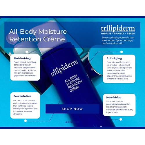 Trilipiderm All-Body Moisture Retention Cr?me 2-Pack ? Plant-Based Body Moisturizer Lotion for Dry Skin, Lightweight Hydrating Body Cream for Face & Body, 8 oz Airless Pump Bottles