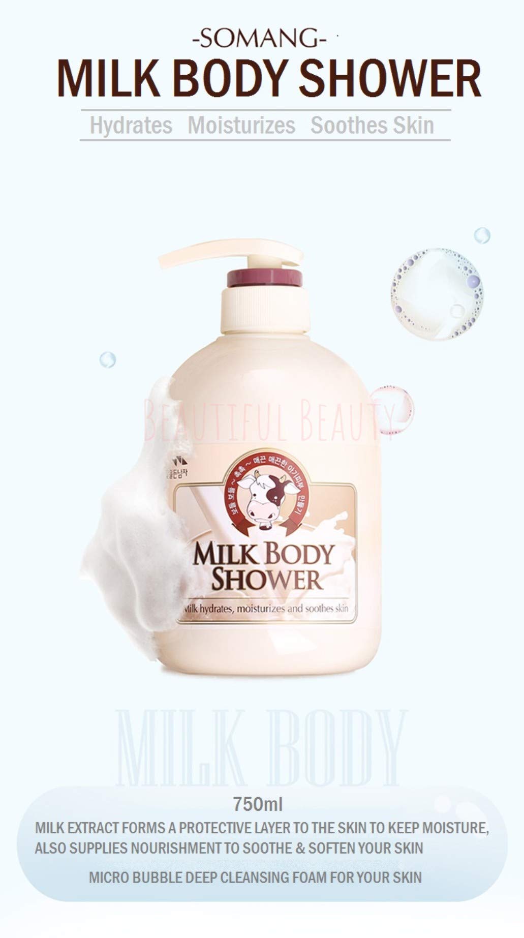 SOMANG MILK BODY SHOWER 750ml + BODY LOTION 500ml SET