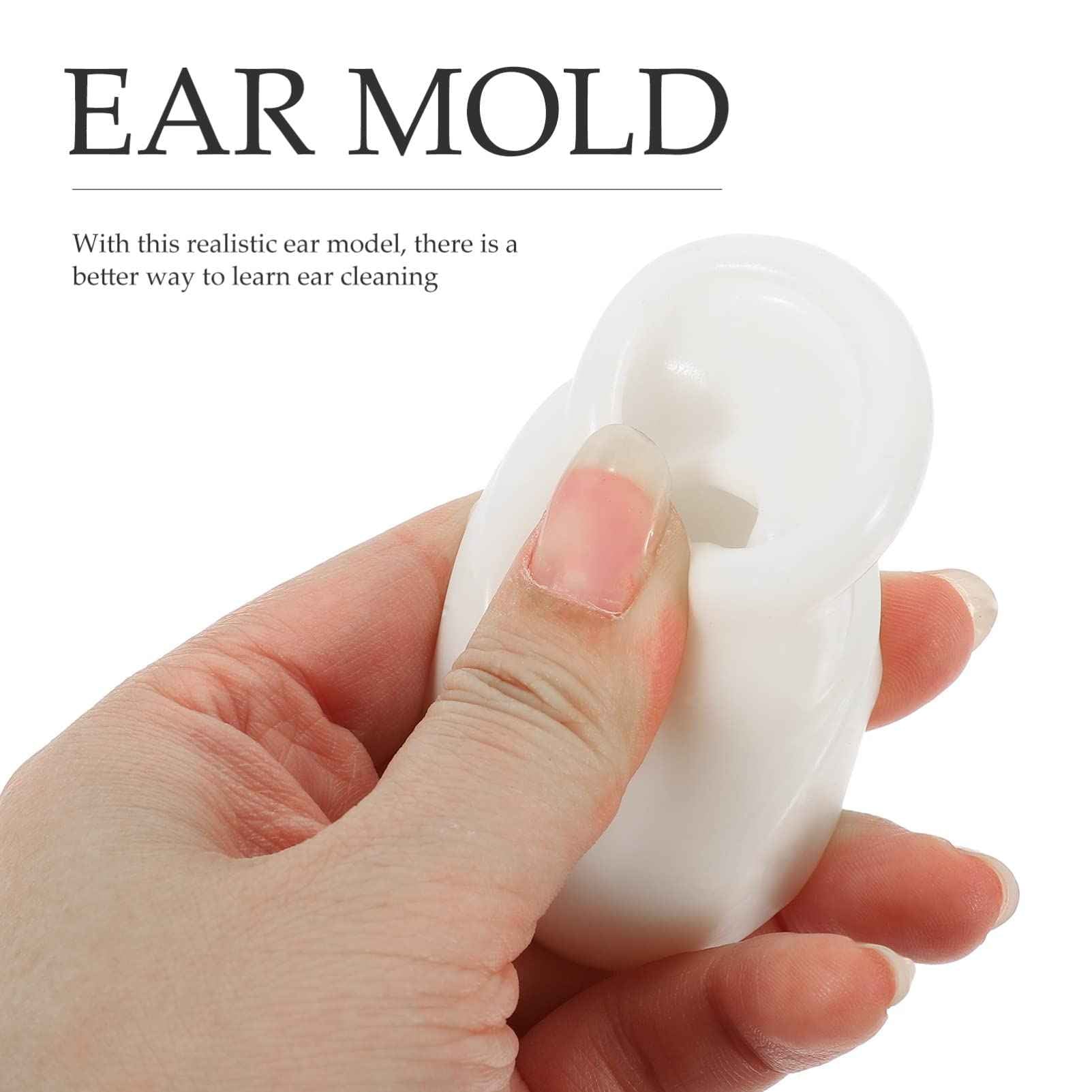 POPETPOP Silicone Ear Model : 2Pcs Realistic Fake Ear Mold for Earring Display Piercing Practice, 2.36x1.77x1.18in (White)