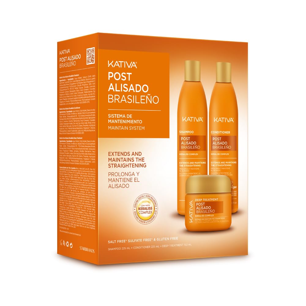 Post Keratin Straightening Treatment - Shampoo 250 ml, Conditioner 250 ml and Mask 250 ml.