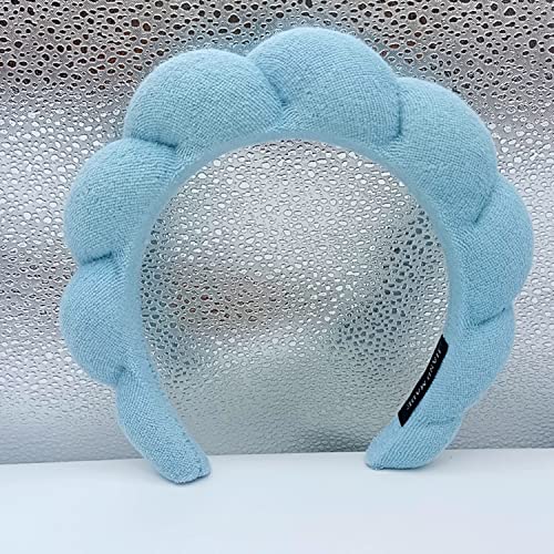 BLAISTER Skincare Headband for Women, Spa Headband, Makeup Headband for Washing Face, Soft Towel Headband for Facial Mask, Cute Hairband for Shower (Blue)