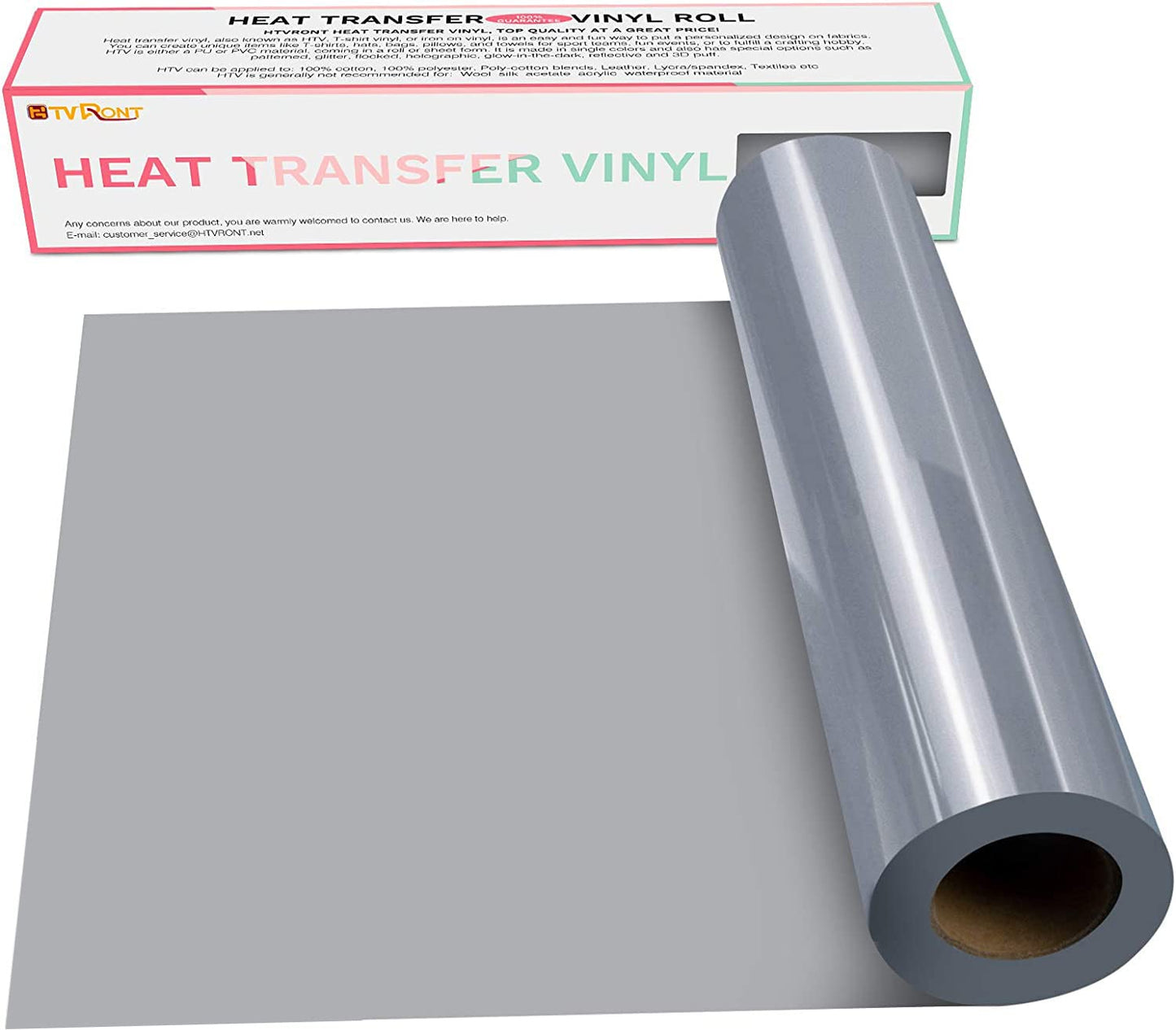 HTVRONT HTV Vinyl Rolls Heat Transfer Vinyl - 12" x 15ft Silver HTV Vinyl for Shirts, Iron on Vinyl for All Cutter Machine - Easy to Cut & Weed for Heat Vinyl Design (Silver)