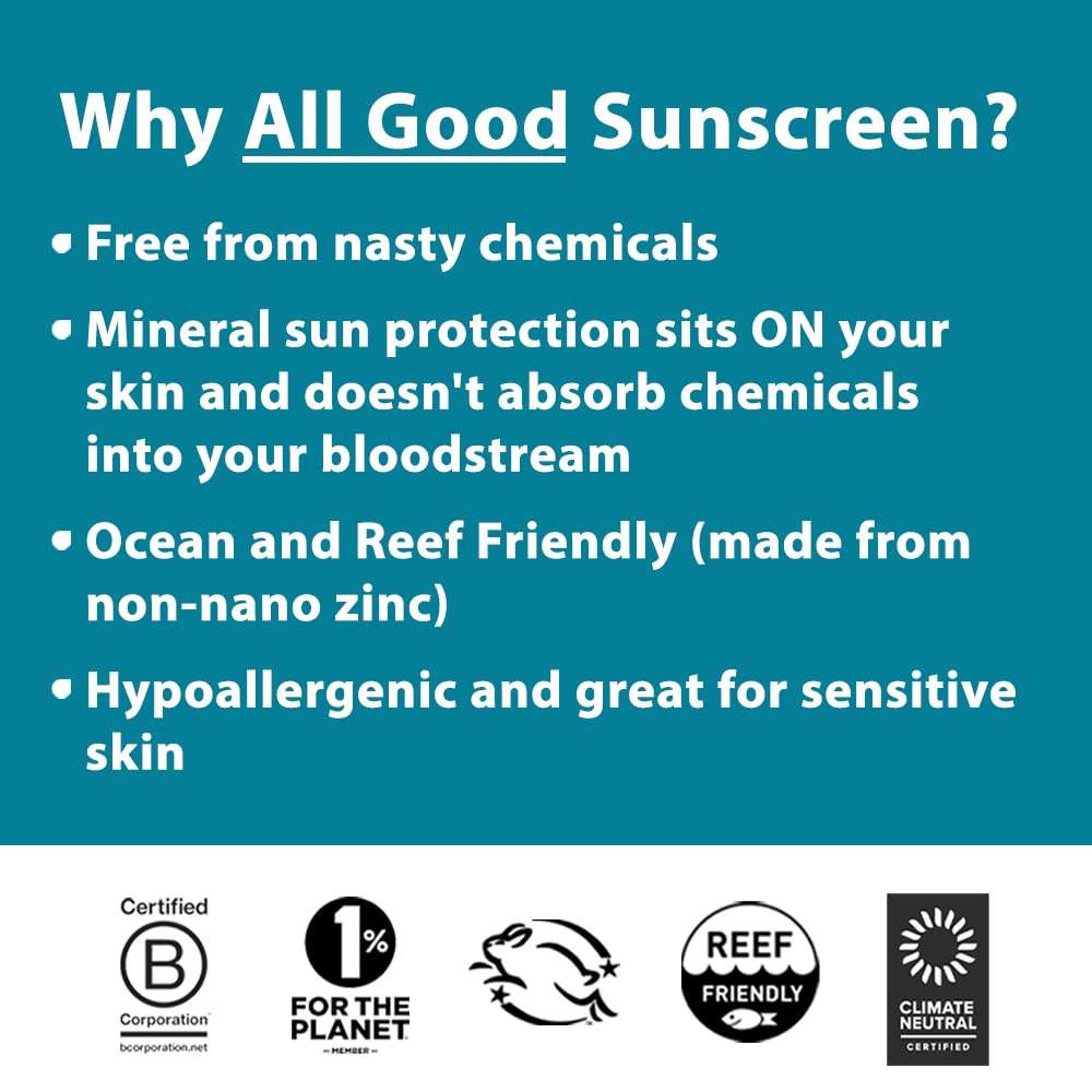 All Good Sunstick - Face Sunscreen, Water Resistant, UVA/UVB Broad Spectrum SPF 30+, Coral Reef Friendly - Beeswax, Zinc, Vitamin E, Shea Butter (Coconut)