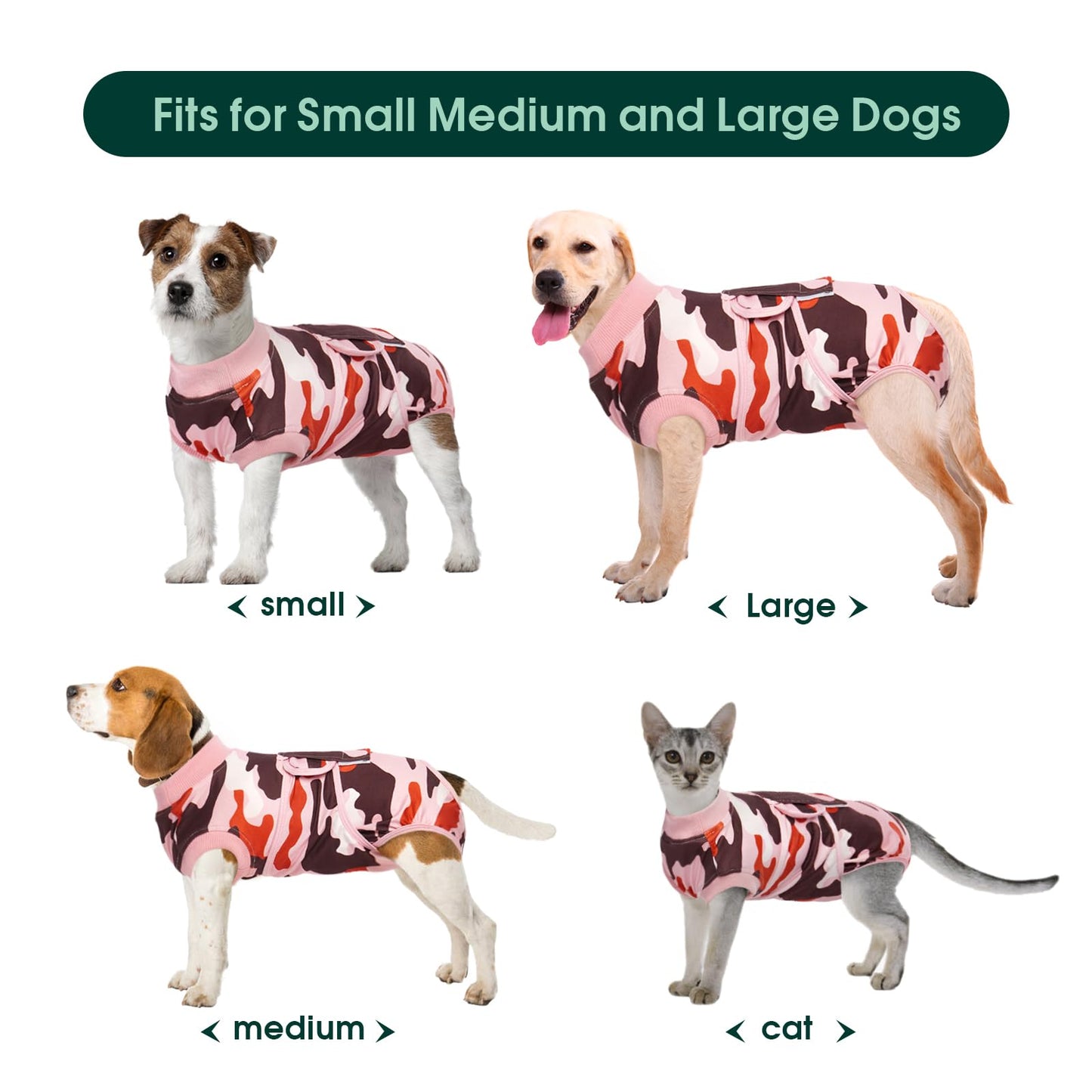 Kuoser Recovery Suit for Dogs Cats After Surgery, Professional Pet Recovery Shirt Dog Abdominal Wounds Bandages, Substitute E-Collar & Cone,Prevent Licking Dog Onesies Pet Surgery Recovery Suit