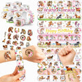 48PCS Floral Horse Party Set - 24PCS Temporary Tattoos & 24PCS Slap Bracelets - Cute Horse-Themed Birthday Supplies, Baby Shower Gifts, Classroom Rewards & Party Decor for Kids (Boys & Girls)