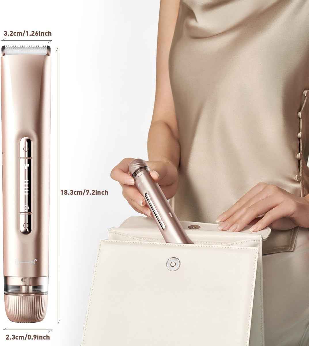 MINYUGUT 2 in 1 Dual Head Bikini Trimmer for Women, Women Electric Shaver IPX7 Waterproof Wet & Dry Use Body Hair Trimmer and Facial Hair Remover Cordless Body Shaver for Bikini Underarm Leg Arm Face