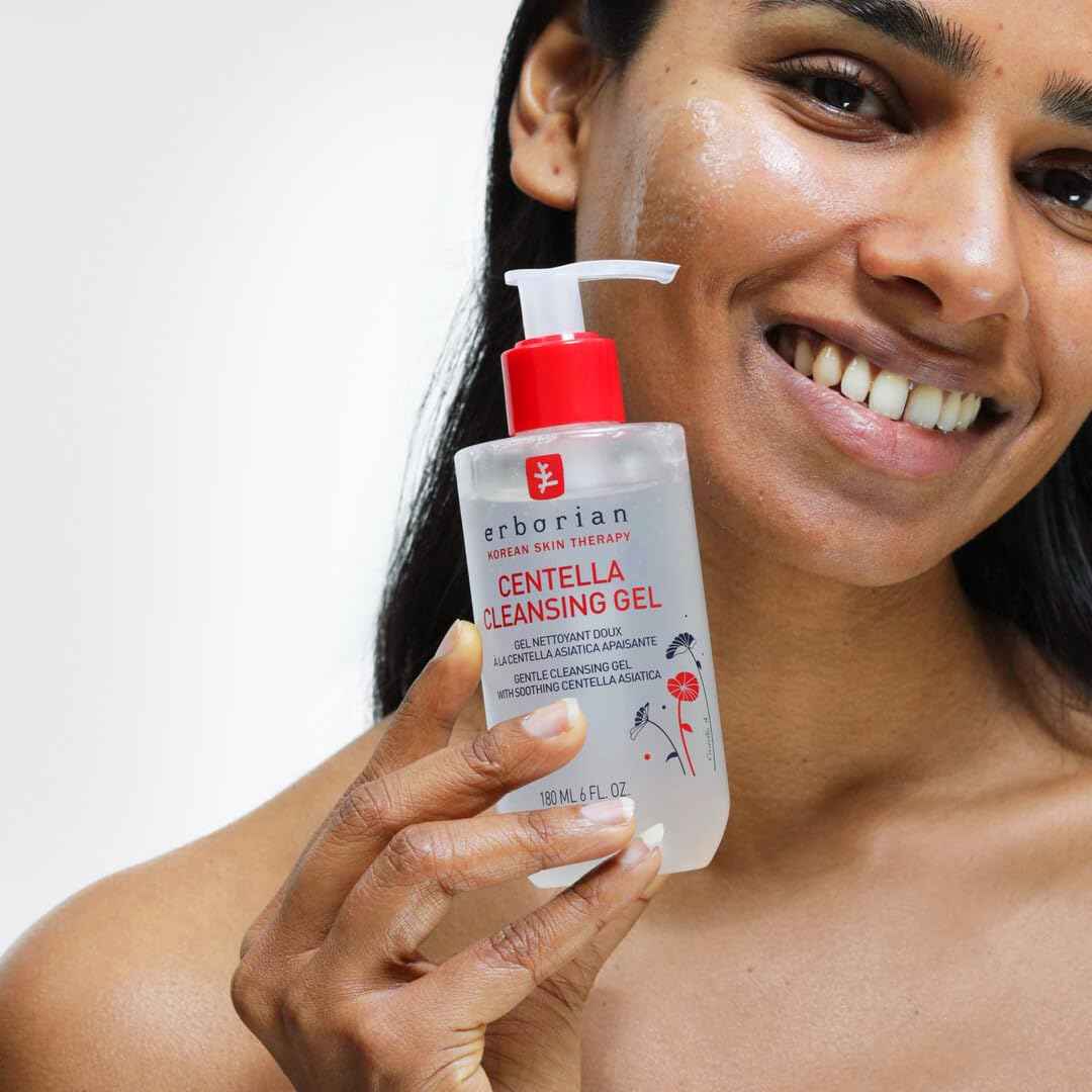 Erborian Centella Cleansing Gel Soothing Face Wash, Calms, Clears Pores, Removes Impurities, Balances & Hydrates Skin, Non‑Stripping, Korean Skincare