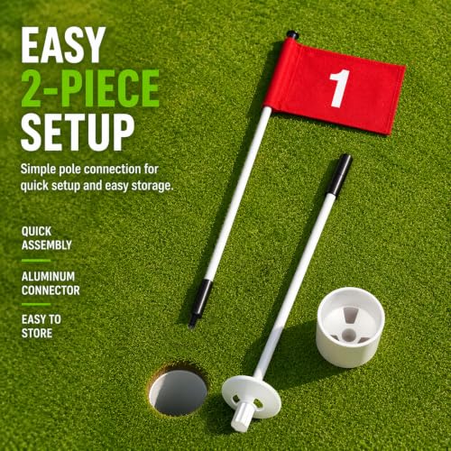 3FT Fiberglass Golf Flagsticks Set with Flags and Cups - Portable Practice Poles for Backyard & Indoor Putting Green
