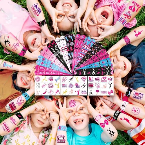 Cheerleading Party Favors Set - 36 Tattoos & 24 Slap Bracelets
