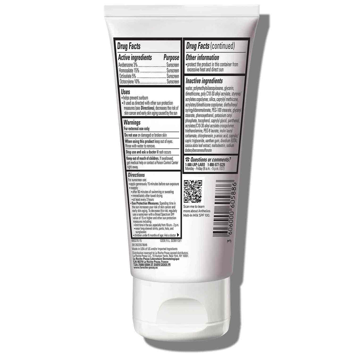 La Roche-Posay Anthelios Melt-In Milk Sunscreen SPF 100 | Sunscreen For Body & Face | Broad Spectrum SPF + Antioxidants | Oil Free Sunscreen Lotion | For Sun Sensitive Skin | Oxybenzone Free