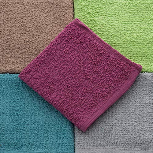 Simpli-Magic Cotton Wash Cloths 12"x12" (50 Pack) ? Highly Absorbent Soft Towels for Bathroom ? Commercial Terry Washcloth for Face, Hand, Bath, Kitchen, Gym & Hotel (Multicolor)