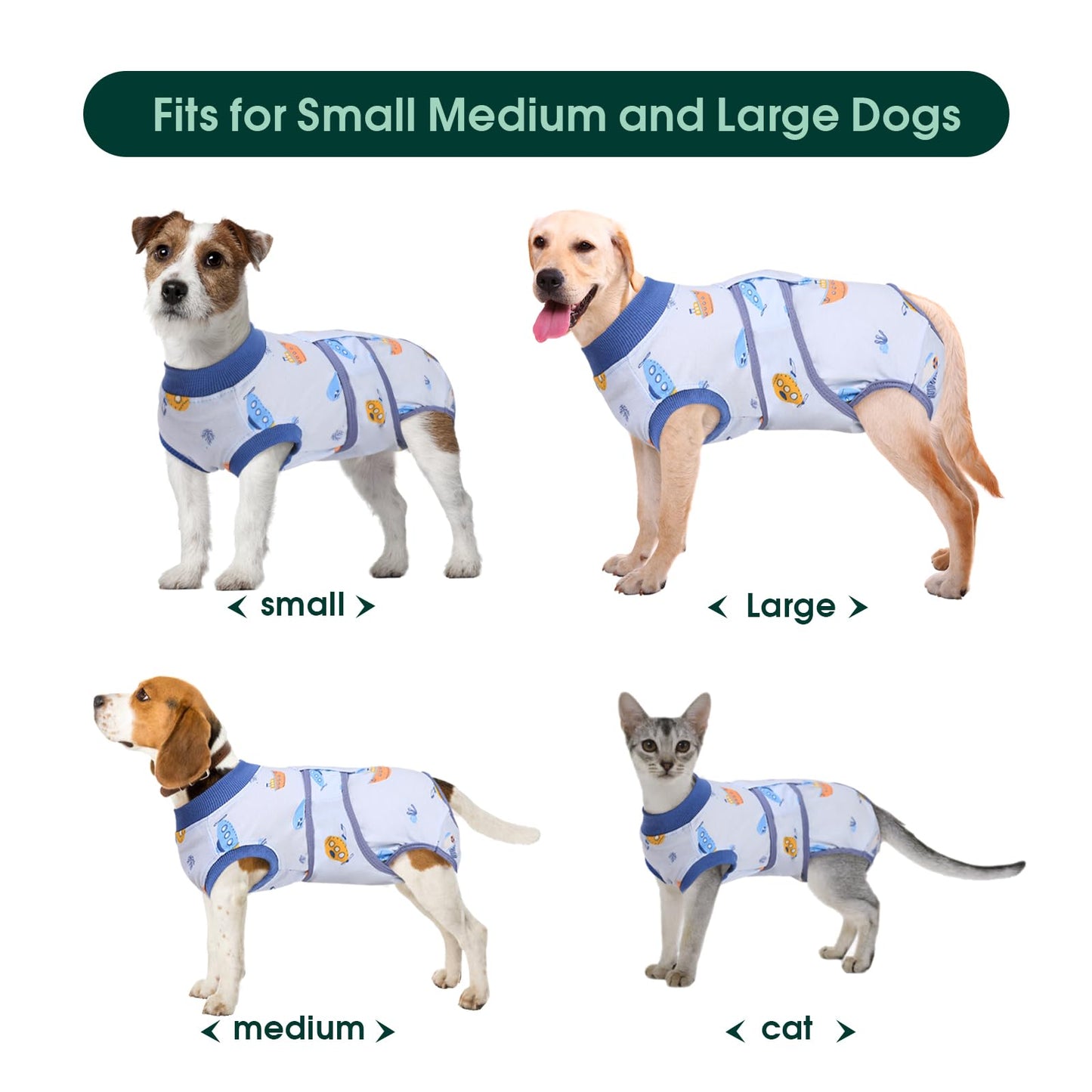 Kuoser Recovery Suit for Dogs Cats After Surgery, Professional Pet Recovery Shirt Dog Abdominal Wounds Bandages, Substitute E-Collar & Cone,Prevent Licking Dog Onesies Pet Surgery Recovery Suit