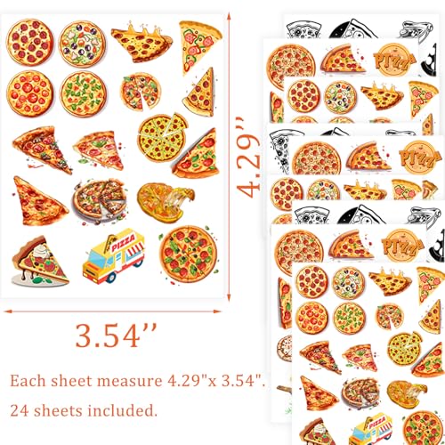 368 Pieces Pizza Party Temporary Tattoos for Kids - Food/Pizza Themed Party Supplies Goodie Bag Stuffers Favors Prize Stickers(24 Sheets)