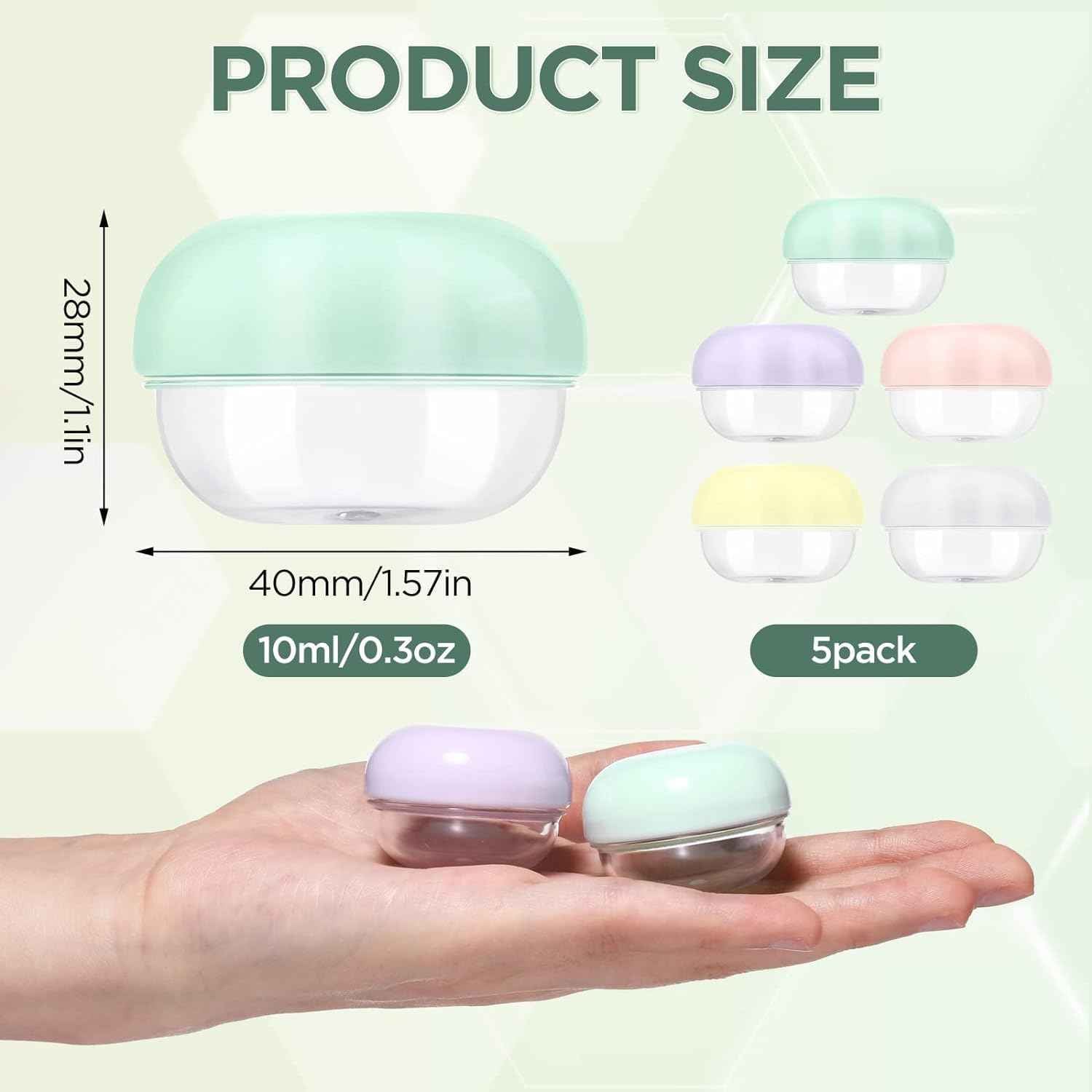 RONRONS Leak Proof Mini Travel Jars, Travel Containers for Creams with Lids and Labels, Travel Bottles Lip Balm Cosmetic for Jewelry Case Toiletries Moisturizer Plastic Small Jar 5 Pcs 10ml