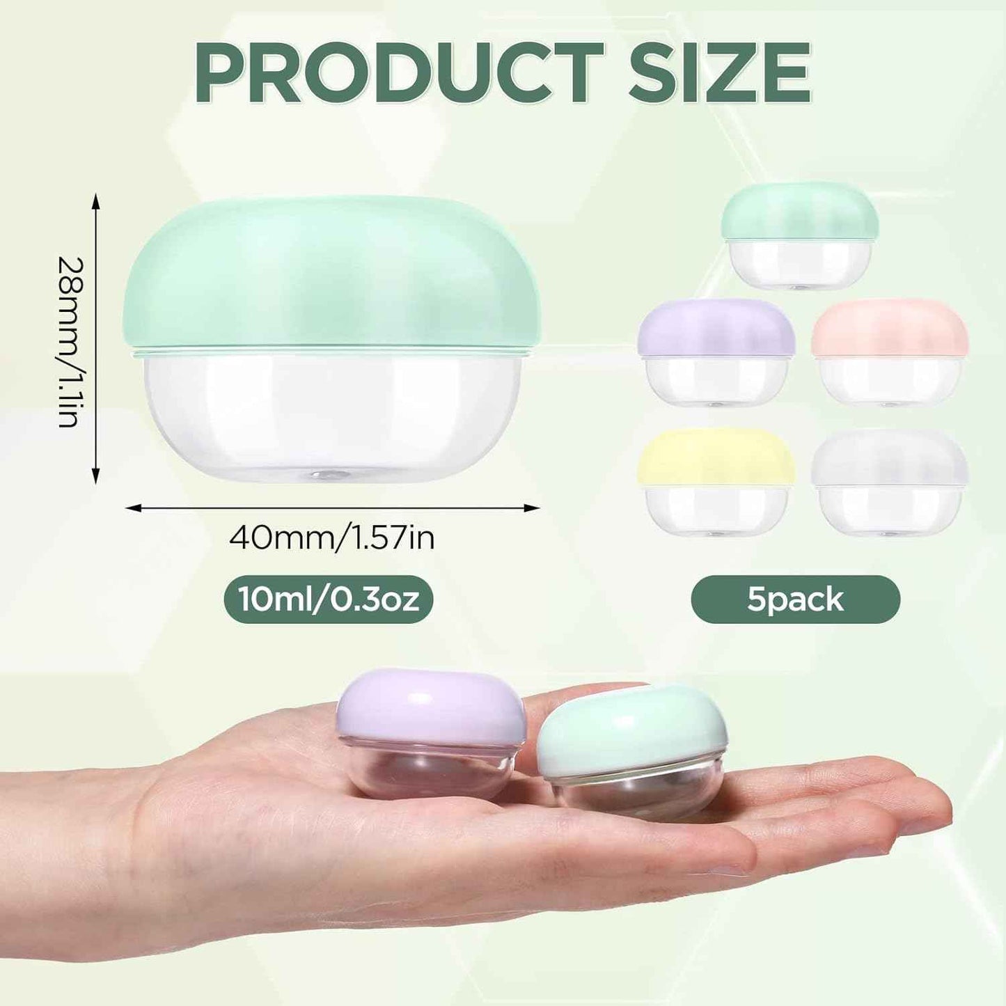 RONRONS Leak Proof Mini Travel Jars, Travel Containers for Creams with Lids and Labels, Travel Bottles Lip Balm Cosmetic for Jewelry Case Toiletries Moisturizer Plastic Small Jar 5 Pcs 10ml