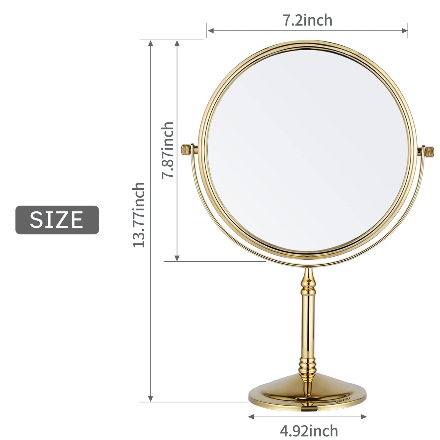 DOWRY Makeup Mirror 10x Magnification Vanity Mirror Tabletop Two-Sided Swivel Gold Finish(10X)