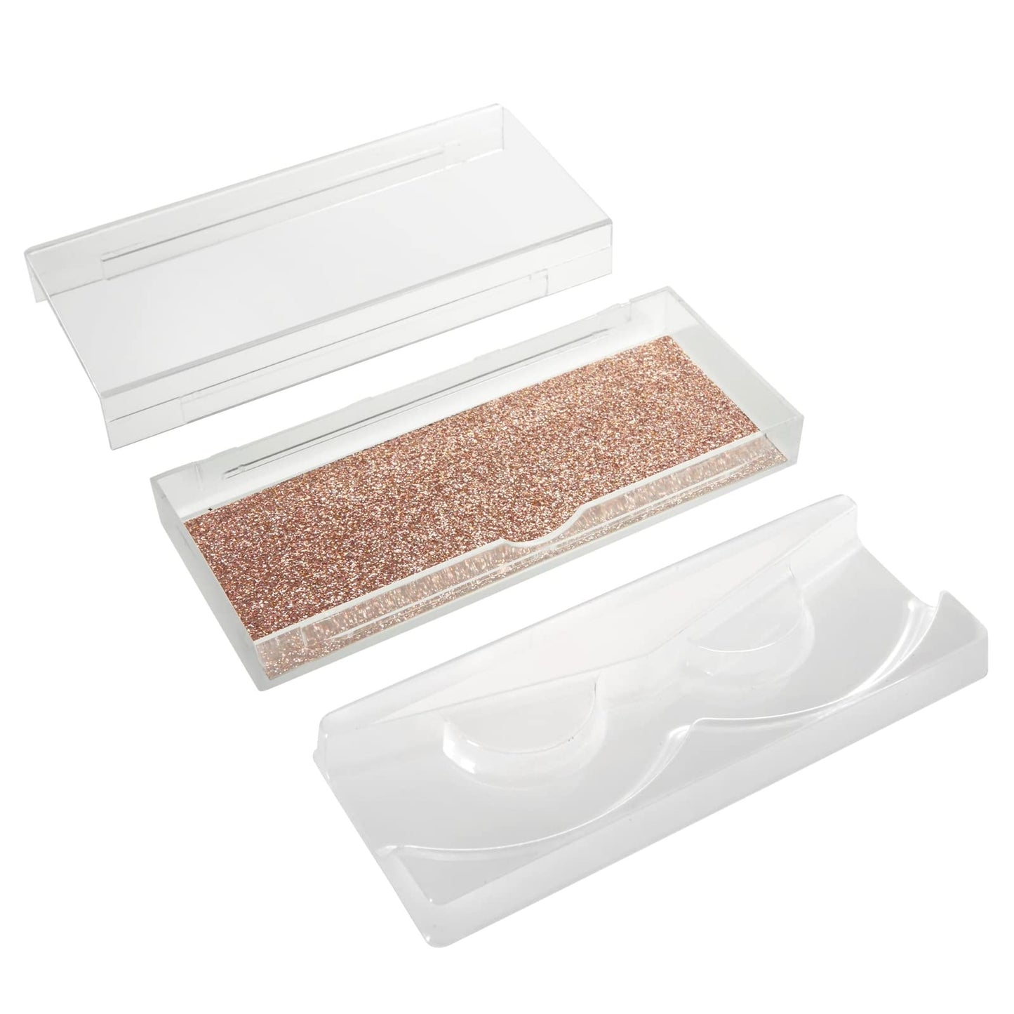 Stockroom Plus 30-Pack Rose Gold Glitter Empty Eyelash Case for False Eyelashes, Lash Cases Empty Bulk Wholesale with Glitter Paper Card for Makeup Artists (4.4 x 2 Inches, 0.55" Width)