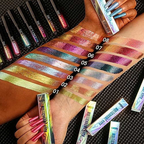 Chameleon Liquid Lipstick Blue Green Purple Color,Shimmer Metallic Colourful Lip Gloss for Women Girls Lips Makeup Gift,Hydrating Waterproof and Long Lasting Lip Stick Shiny,Talc-Free, #5