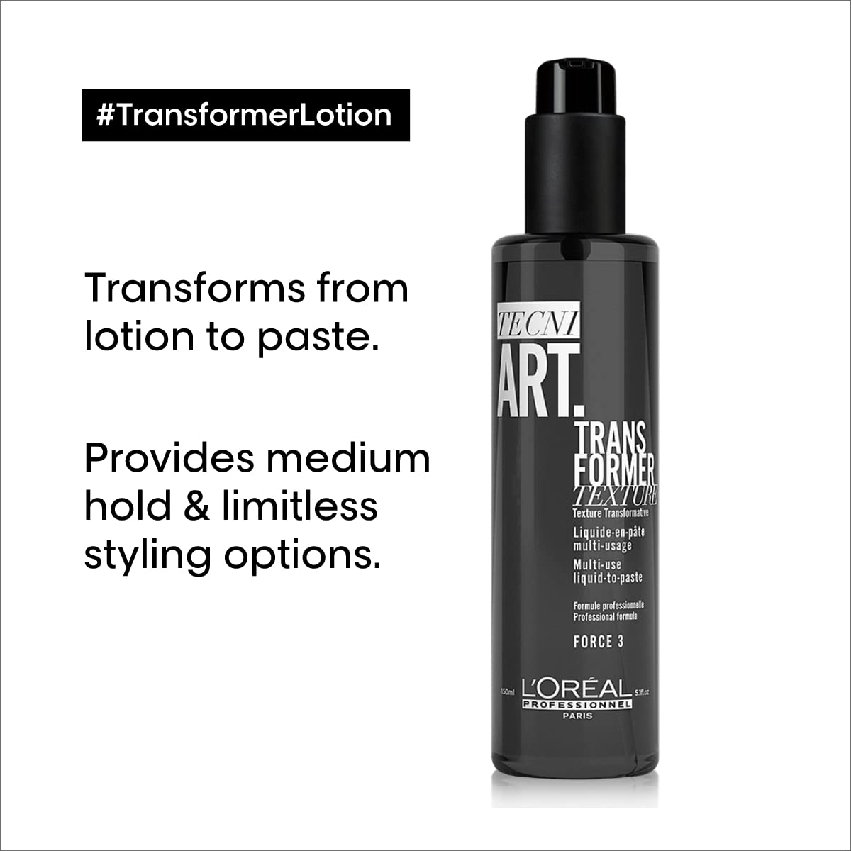 L'Oreal Professionnel Transformer Lotion| Smooths & Protects| Adds Texture and Definition| Provides Heat Protection with Medium Hold | All Hair Types