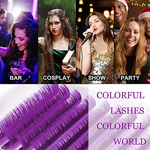 Colored Eyelash Extensions Purple Easy Fan Volume Lashes D-0.07-15 Color Lashes Easy Fan Lashes Mixed Lash Tray C D Curl Volume Lash Extensions Salon Use by B&Q LASH (Purple-D-0.07,15 mm)