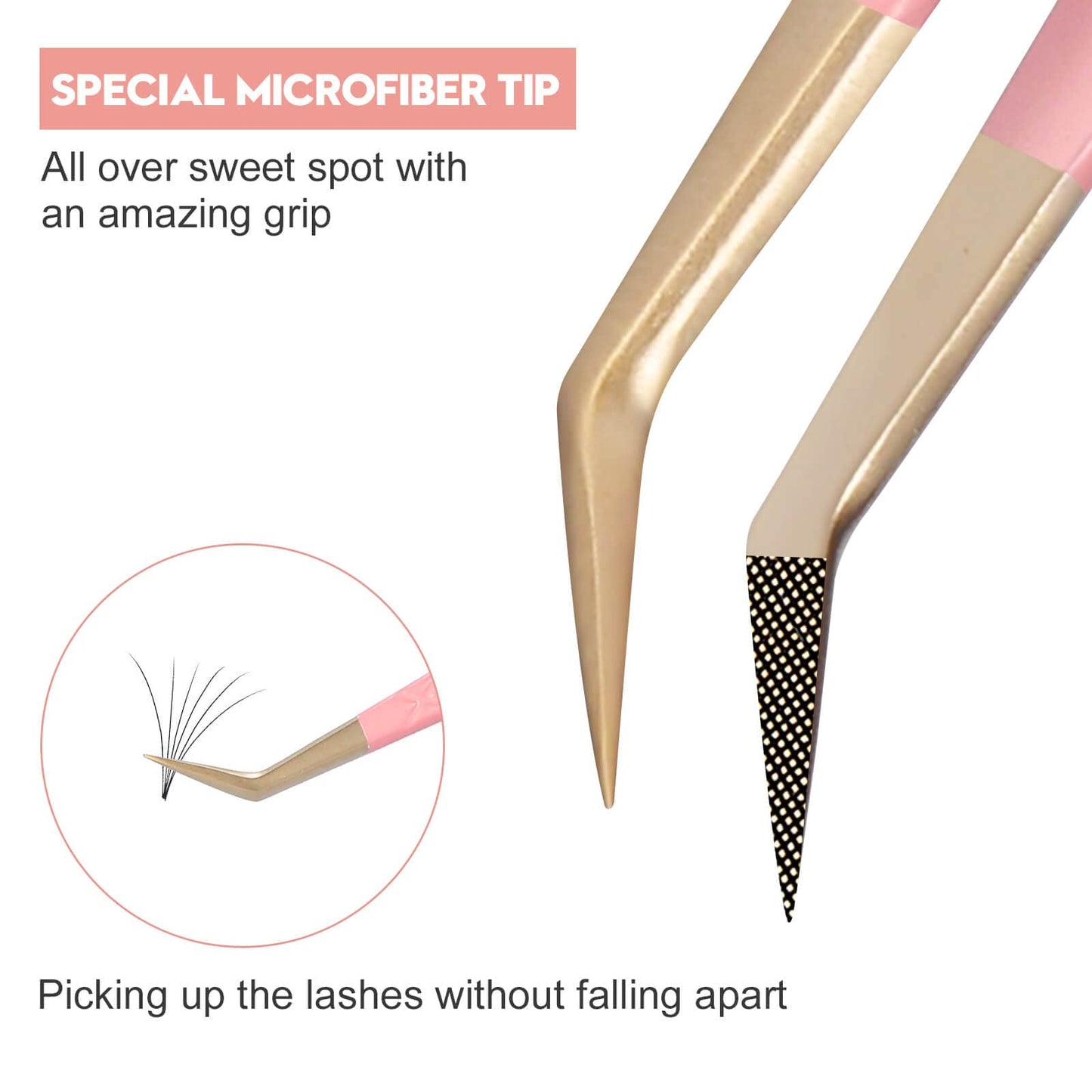Ms.Queen Volume Lash Tweezers Set,2Pcs Fiber Tip 45 Degree Volume and Curved Isolation Eyelash Extension Tweezers
