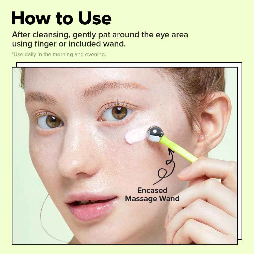 I DEW CARE Vitamin C Eye Cream & Roller Set - Glow-Key | Korean Skin Care, Dark Circles Reducer, Treatment with Hyaluronic Acid, Niacinamide, Cooling Eye Stick Ball 0.50 FL Oz