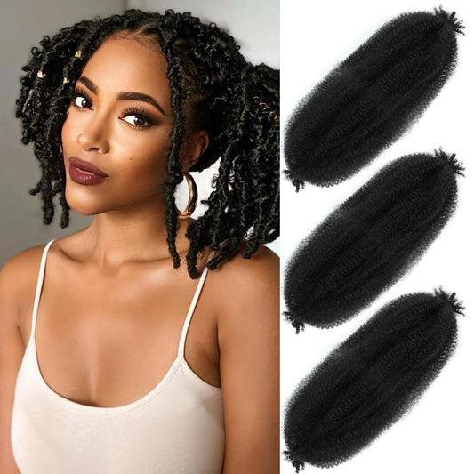 Marley Twist Braiding Hair 8 Inch 3 Packs, Springy Afro Twist Hair Pre Fluffed Spring Twist Hair Pre Separated Wrapping Hair for Soft Locs Hair Extensions (8 Inch (Pack of 3), 1B#)