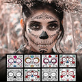 Day of the Dead Face Tattoos - 8 Sheet Sugar Skull Temporary Tattoo Kit
