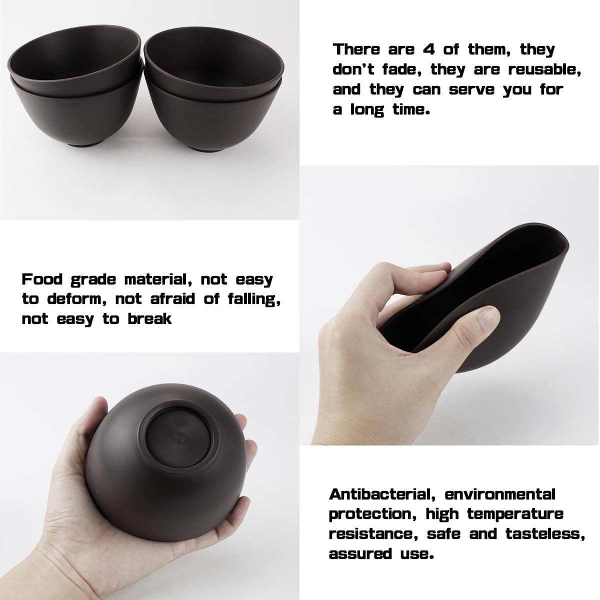 4 Inch Diy Silicone Facial Mask Mixing Bowl, 4 PCS Home Use Microwavable Silicone Facial Mud Bowl for Facial Mask, Mud Mask and Other Skincare Products, Cosmetic Beauty Tool for Home Salon(BLACK)