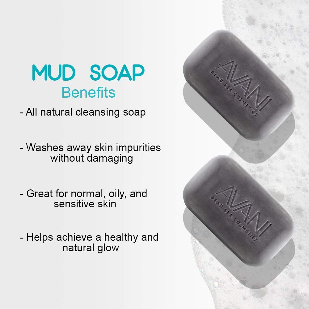 Avani Dead Sea Cosmetics Purifying Mud Soap – Includes Vitamins, Essential Oils, Plant Extracts – 3 Pack