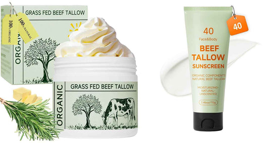 mkzea Beef Tallow for Skin, Tallow Sunscreen, Sunscreen for Face, Reef Safe Travel Sunblock, Grass-Fed Natural for All Skin Type Deep Hydration Moisturizing