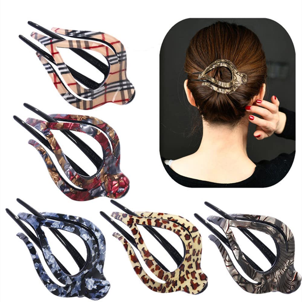 Yusier 2pcs Heart Duckbill Clip French Curved Flat Hair Clip Non-Slip Barrettes for Thick Hair Bun Hair Clip Unique Hair Accessories for Women (Rock Texture)