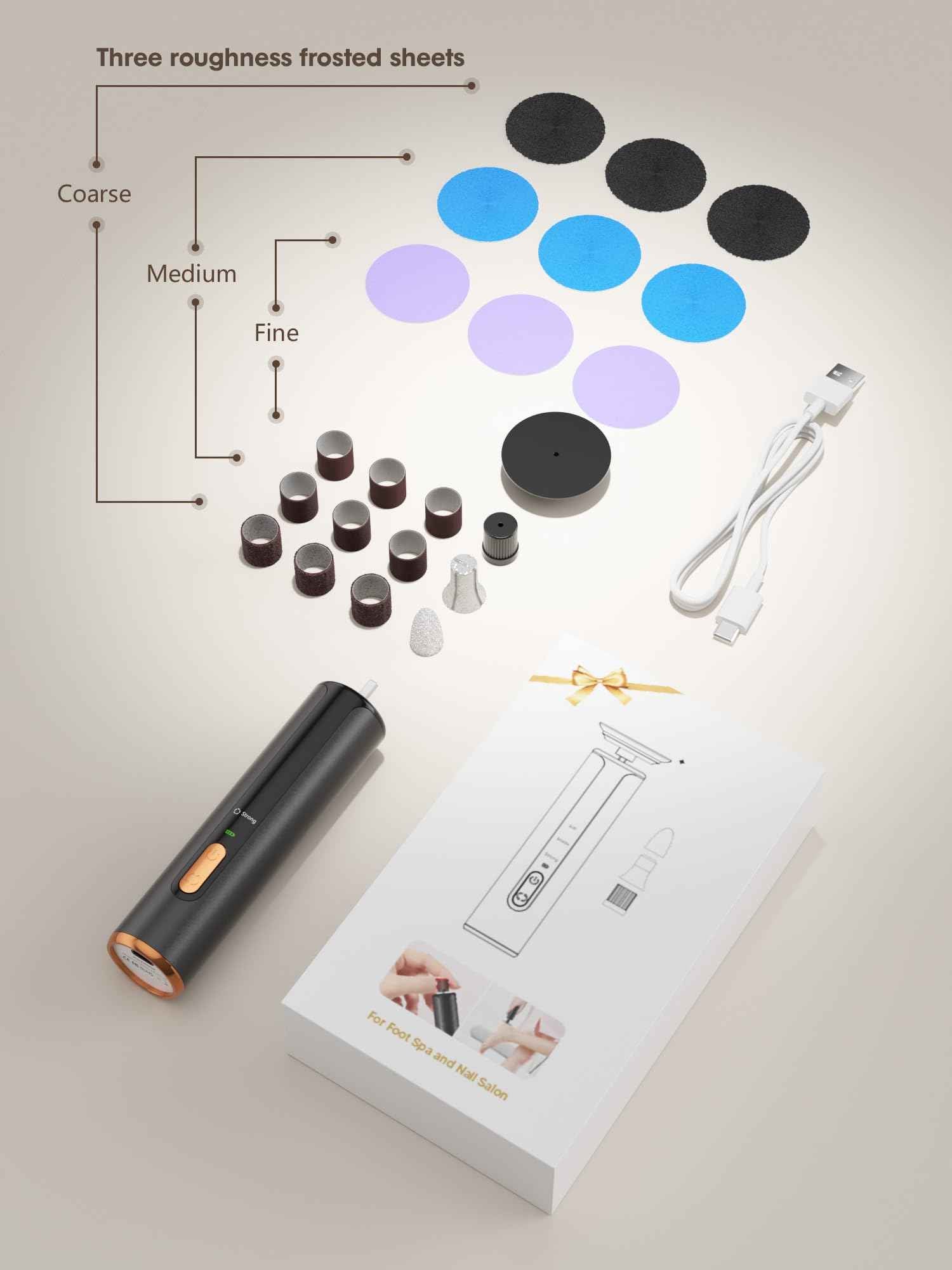 KIUCID Electric Foot Callus Remover - 2 in 1 Cordless Electric Foot File Nail Grinder,Electric Callus Remover for Feet with 3 Modes,Dry Skin Remover for Feet (Black)