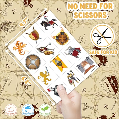 96 Piece Royal Knight Temporary Tattoos for Kids