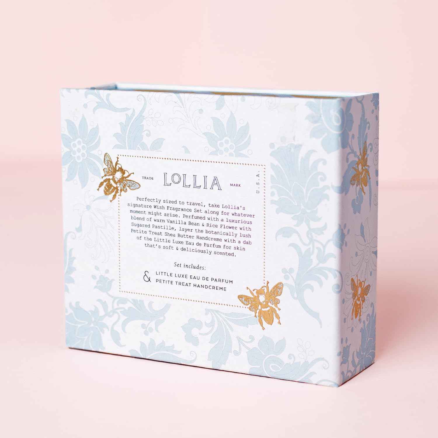 LOLLIA Wish Fragrance Story Gift Set – .16 fl. oz. Eau de Parfum & .33 oz. Petite Treat Handcreme - Sugared Pastille – Shea Butter Hand Cream for Women, Travel Size Perfume, Hand Lotion for Dry Hands