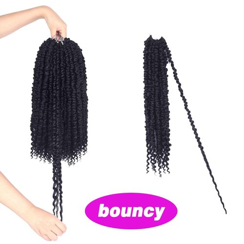 Bileaf Passion Twist Crochet Hair Pre-twisted 16 Inch 8 Packs Crochet Passion Twist Hair, Soft Pre Looped Passion Twist Crochet Braids Bohemian Crochet Hair for Women Girls and Kids 1B