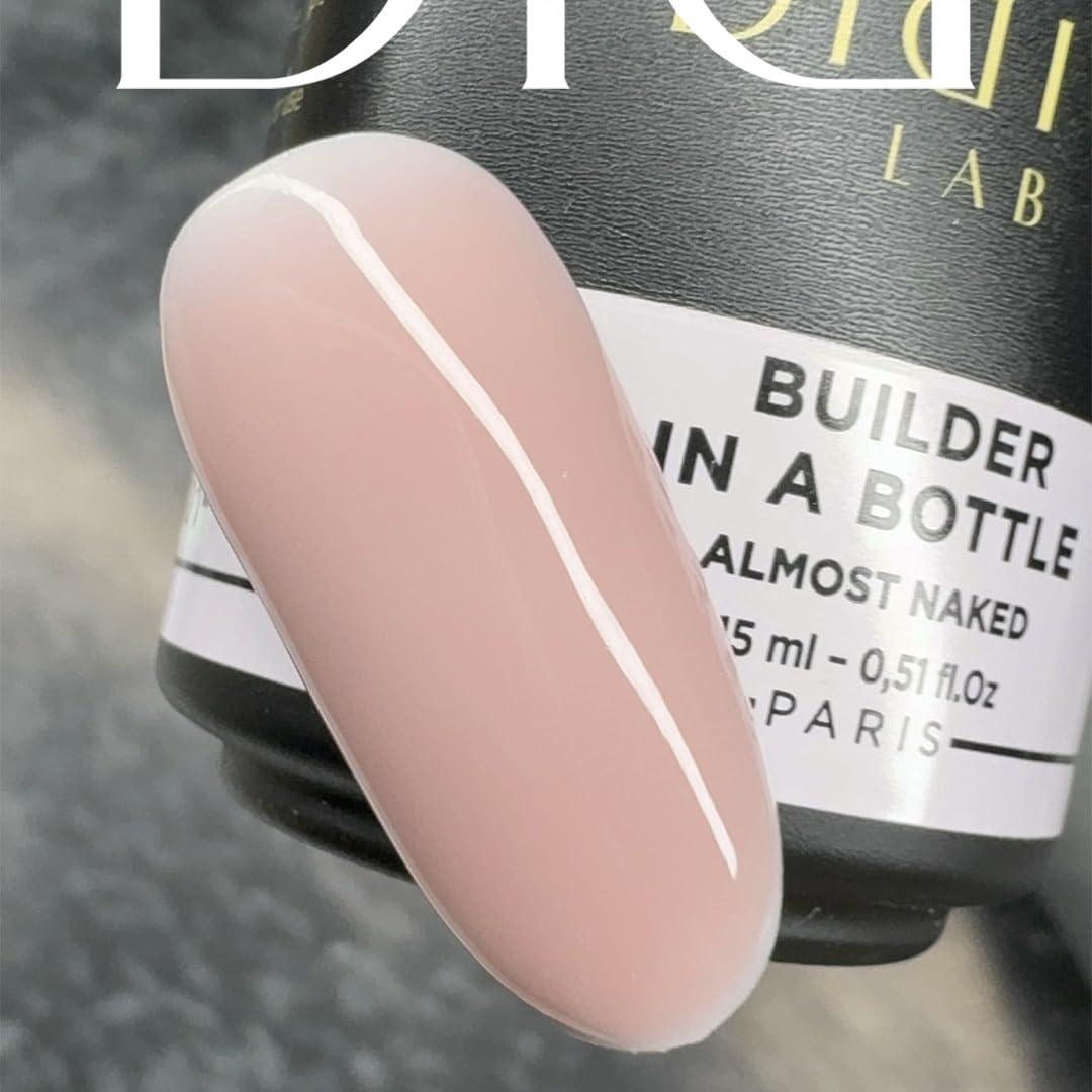 Didier Lab Premium Nail Builder Gel in a Bottle Almost Naked - Strengthens Natural Nails - LED UV Builder Gel for Nails - Hard Gel Nail Builder for Nail Repair and Nail Extensions 0.51 fl oz