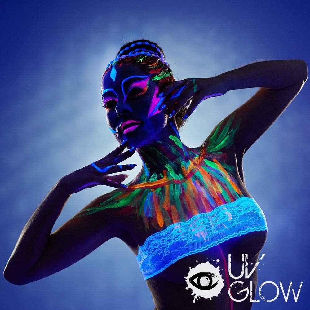 UV Glow Blacklight Face and Body Paint 1.7oz - Set of 8 Tubes - Neon Fluorescent