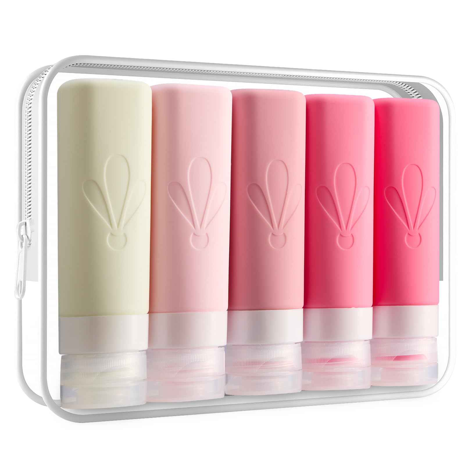 INSFIT Travel Bottles for Toiletries, TSA Approved 3oz Travel Size Containers, BPA Free Leak Proof Squeezable Silicone Tubes for Shampoo Conditioner Lotion Soap with Labels