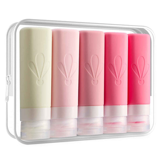INSFIT Travel Bottles for Toiletries, TSA Approved 3oz Travel Size Containers, BPA Free Leak Proof Squeezable Silicone Tubes for Shampoo Conditioner Lotion Soap with Labels