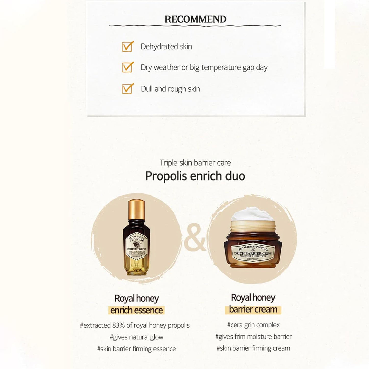 SKINFOOD Royal Honey Propolis Enrich Essence - 63% Black Bee Propolis & 10% Royal Jelly Extract Face Serum - Propolis Serum for Skin - 1.69 Fl. Oz. (50mL)